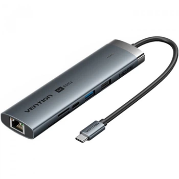 Док-станция Vention Hub 8-in-1 USB3.2 Type-C HDMI USB3.0 USB2.0 RJ45 SD TF PD 100W (TGUHB)