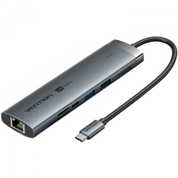 Док-станция Vention USB3.2 Type-C Hub 9-in-1 HDMI 60Hz USB 3.0x2 RJ45 SD TF 3.5mm PD 100W (TGVHB)