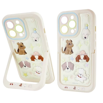 Чехол силиконовый Paws Case для iPhone 14 Pro противоударный с защитой камеры цвет Fluffy Dogs – Cream