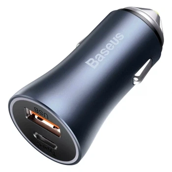 Автомобильное зарядное устройство Baseus 40 Вт 2 порта USB Type-A USB Type-C Quick Charge 3.0 темно-серое CCJD-0G