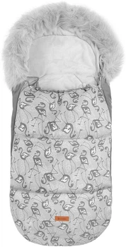 Śpiworek Sensillo Olaf z futerkiem do wózka lub sanek szary z wzorem flamingów  100 × 45 cm (5908310391953)