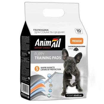 Одноразовые пеленки для собак с активированным углем AnimAll Puppy Training Pads, 60×60 см, 10 шт
