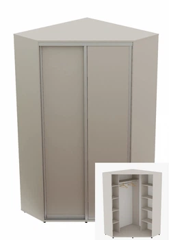Шкаф-купе двухдверный угловой Алекса ДСП 150*150*200 см Кашемир