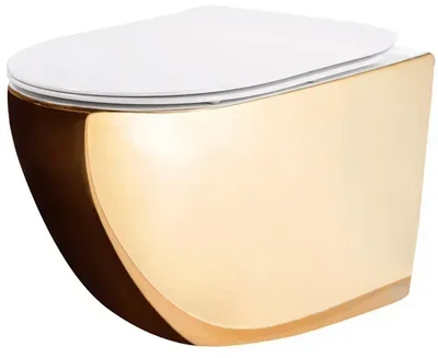 Підвісний унітаз REA CARLO FLAT MINI GOLD WHITE
