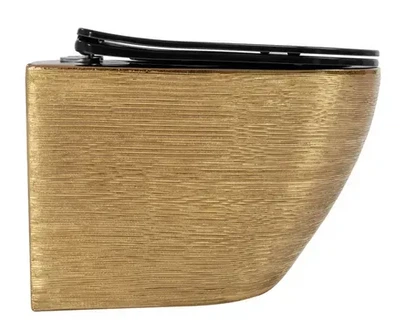 Підвісний унітаз REA CARLO FLAT BRUSHED GOLD BLACK золотий