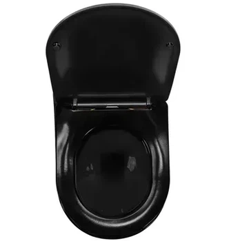 Підвісний унітаз REA CARLO BLACK MINI FLAT GOLD EDGE чорний