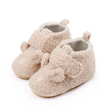 Детские пинетки "Cozies Teddy" с липучкой и нескользящей подошвой (длина стельки 13 см) (12-18 месяцев) бежевые (KS1074)