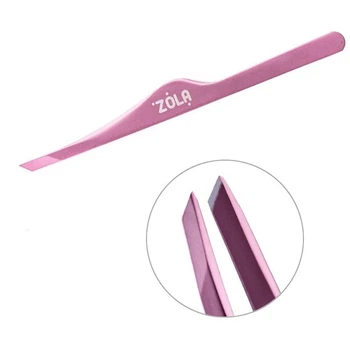 Пінцет для брів ZOLA Професійний скошений пінцет для брів ZOLA Light Pink