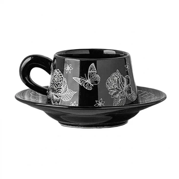 Сувенирный подарочный кофейный набор Nordic Miroson Black чашка+блюдце керамический