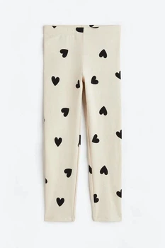 Лосины хлопковые трикотажные для девочки H&M 0674886 128 см (7-8 years) Бежевый