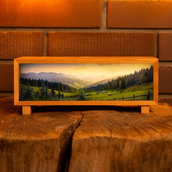 Нічник-панорама ʼʼКарпати", лаковане дерево (LED, Акумулятор, USB Type-C)