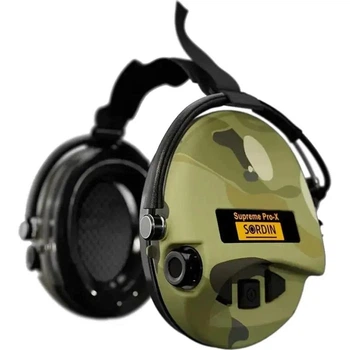 Активні навушники Sordin Supreme Pro-X з мікрофоном, задній тримач (neckband), 4 режими SordinHEAR2, Camo, ARC Rail сумісні, SNR 28 dB