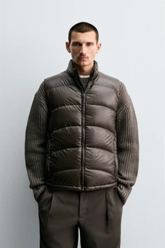 Жилет Zara пуховий водовідштовхуючий коричневий 4302/313/717 M