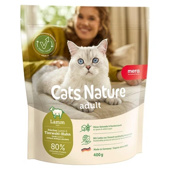 Беззерновой сухой корм для кошек всех пород с ягнёнком MERA Cats Nature Adult Lamb 400 г