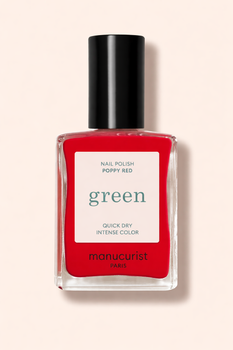 Еко лак для ламких і пошкоджених нігтів червоний мак Manucurist GREEN Poppy Red натуральне кольорове покриття у кольоровий манікюр