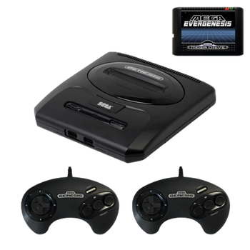 Набор Консоль Sega Mega Drive 2 MK-1631 Genesis USA Black Б/У + Флэш Картридж Evergenesis EDMD 4Gb 3000 in 1 Английская Версия + Геймпад Проводной 2шт