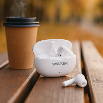 Наушники Bluetooth WALKER WTS-60 ENC white беспроводные TWS с шумоподавлением и микрофоном