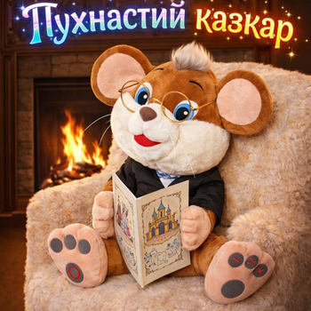 Інтерактивна м'яка іграшка ведмедик казкар "Пухнастій казкар" 8 казок українською мовою рухається