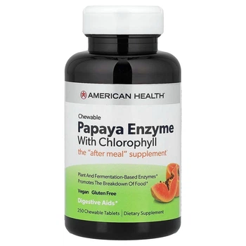 Энзим папайи с хлорофиллом American Health (Papaya Enzyme with Chlorophyll) 250 жевательных таблеток AMH50304