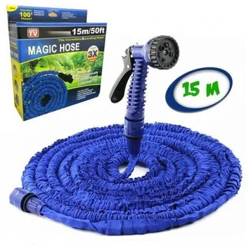 Садовый шланг для полива X-hose 15 м (50FT) с распылителем, синий