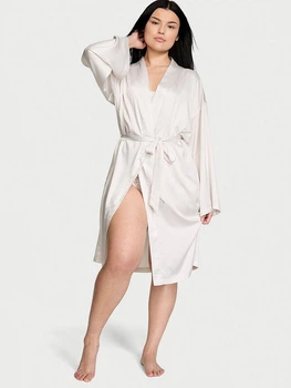 Халат сатиновий Victoria's Secret Satin Midi Robe XS/S Білий (29978106D)