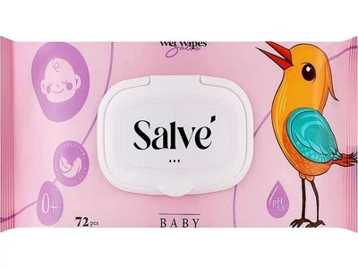 Вологі серветки SALVE 72шт дитячі Salve рожеві (клапан)