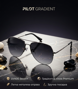 Сонцезахисні окуляри Авіатори Gradient Pilot Sunglasses UV400 Black