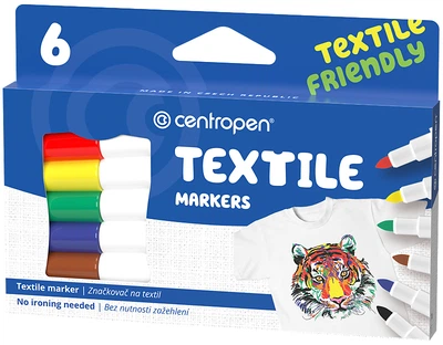 Набор специальных маркеров для текстиля Centropen Textile 1.8 мм 6 шт (2739.6)