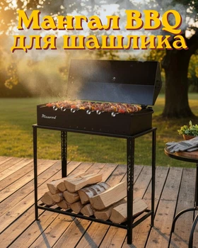 Мангал-барбекю Прометей на 12 шампурів 4мм на дровниці