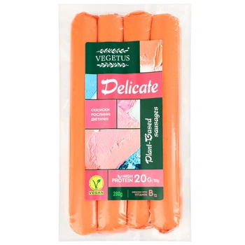 Сосиски рослинні Delicate Vegetus 280 г (21545701)