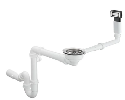 Сифон с переливом для мойки из стали Hansgrohe D14-10 на одну чашу Stainless Steel 43921800