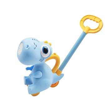 Игрушка каталочка с мыльными пузырями Динозаврик со светом, BJC-A(Blue)