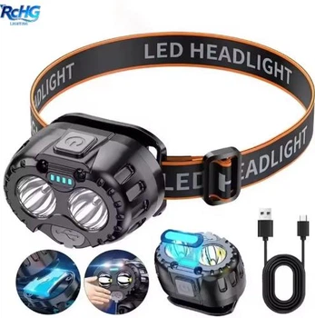 Налобный фонарь LED аккумуляторный с датчиком движения и индикатором заряда