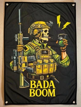 Прапор BADA BOOM військовий | Банер з солдатом 100×70 см