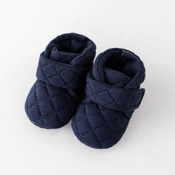 Мягкие пинетки "Toesies" для малышей с липучкой и нескользящей подошвой (длина стельки 11 см) (0-6 месяцев) темно-синий (KS1061)