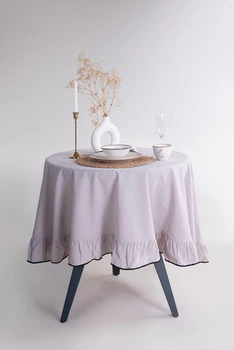 Скатерть из вареного хлопка Limasso Exclusive Essualte Ø160 см. Opal Grey
