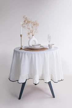 Скатерть из вареного хлопка Limasso Exclusive Essualte Ø160 см. Snow White