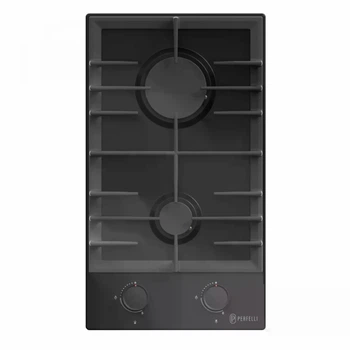 Газовая варочная поверхность Domino Perfelli DIAMOND M39C NERO, черная эмалированная рабочая поверхность на кухню на 2 конфорки