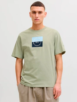 Футболка хлопковая длинная мужская Jack & Jones 12290856 2XL Seagrass (5715867123391)