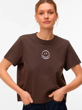 Футболка хлопковая женская Vero Moda 10311633 XL Chocolate (5715905710958)