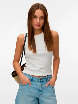 Майка жіноча Vero Moda 10341964 XL Snow White/Sunflower (5715867307777)