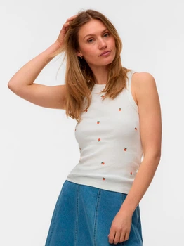 Майка женская Vero Moda 10341964 L Snow White/Peach (5715867304516)
