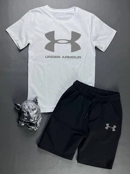 Летний костюм Under Armour футболка + шорты черный с белым XL 4187