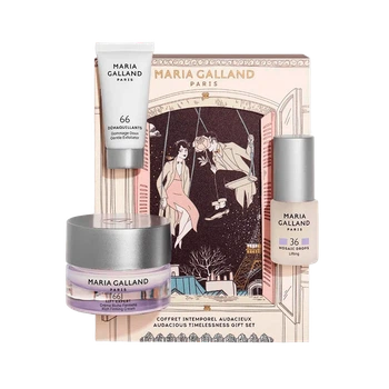 Maria Galland Audacious Timelessness Gift Set 2025 — антивозрастный набор (крем 50 мл + сыворотка 15 мл + пилинг 15 мл), лифтинг, упругость и сияние кожи