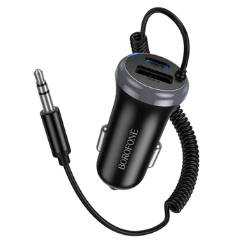 Bluetooth-ресивер BOROFONE BC64 Contento dual-port car BT receiver with built-in cable Чорний