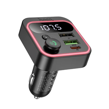 АЗУ с FM модулером HOCO E85 Tiger PD20W+QC3.0 car BT FM transmitter Black