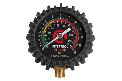 Манометр для подкачки шин колес на пневматический пистолет Intertool 1/8" x 63мм x 10бар PT-0499