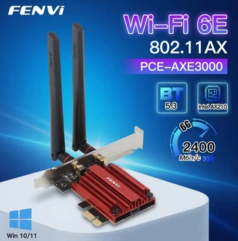 Мережева карта WiFi+Bluetooth Fenvi 6E PCE-AXE3000. Wifi 2.4G/5G/6G, Bluetooth 5.3 (Intel AX210)