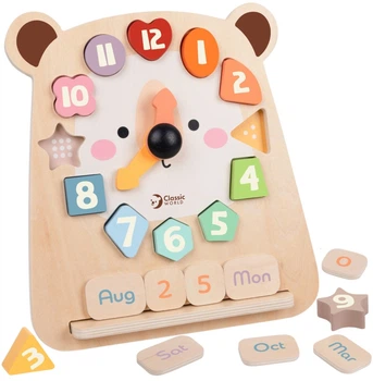 Zabawka edukacyjna Classic World zegar Miś Montessori 3w1 nauka czasu liczenia i daty (6927049022777)
