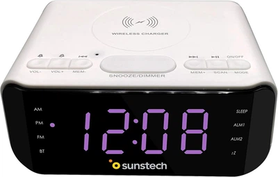 Радио будильник Sunstech Bluetooth FM USB беспроводная зарядка 5W часы настольные БУ - Б/У